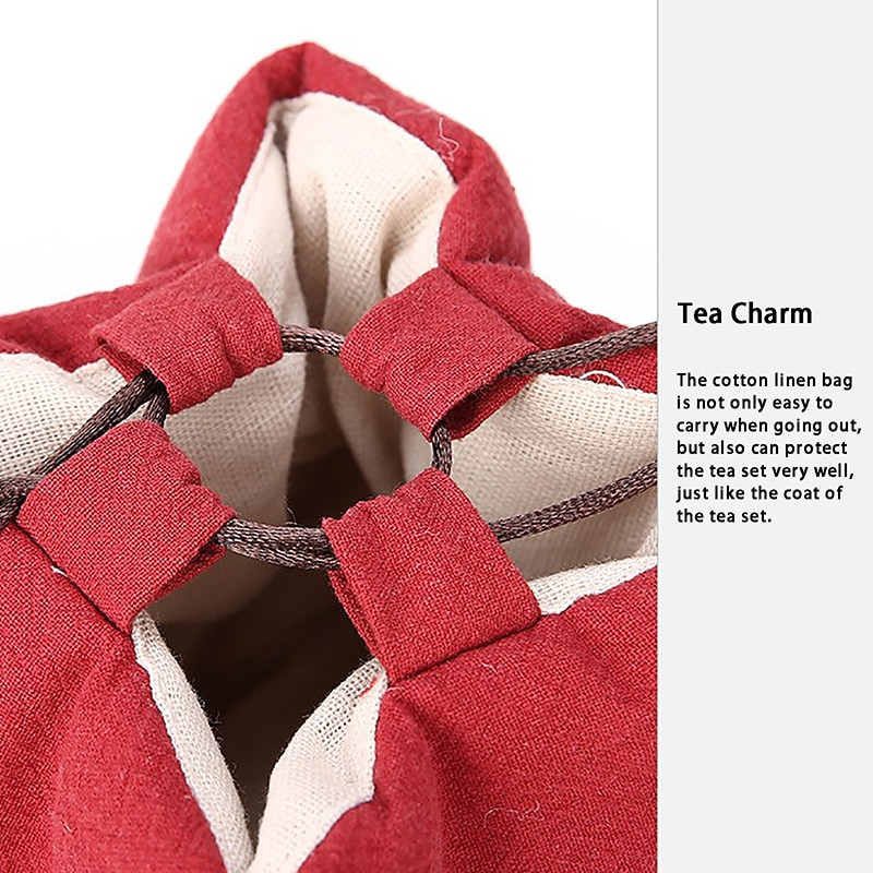 Vrećica za set za čaj Pamučna lanena rukotvorina Platnena vrećica za šalicu čaja Putna prijenosna torba za pohranjivanje otporna na udarce protiv sudara
