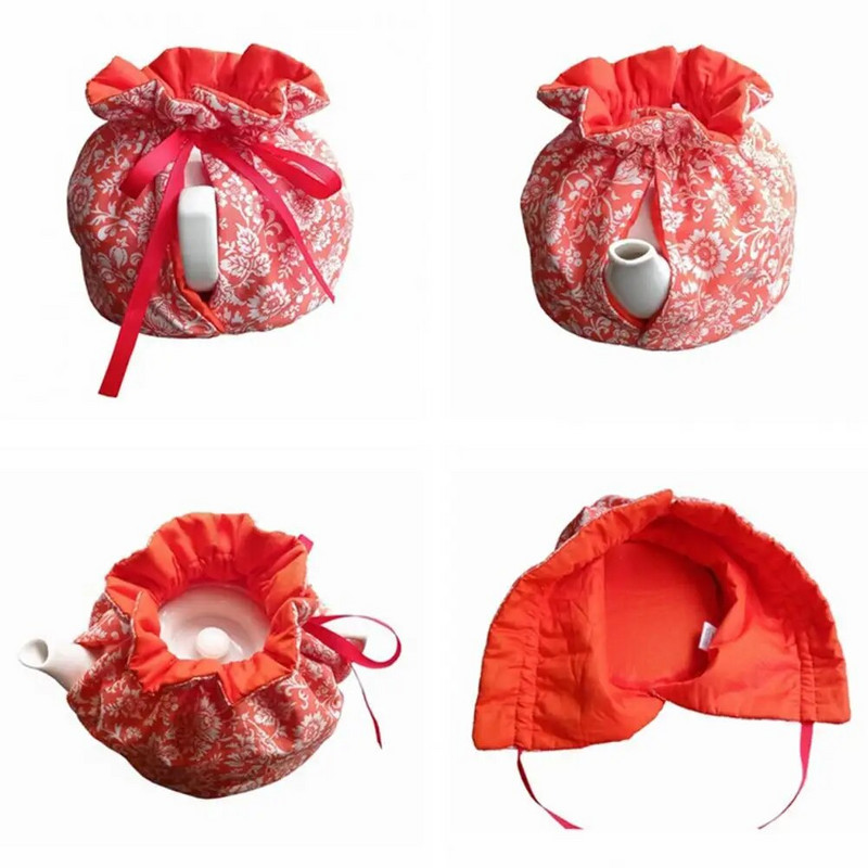 Loominguline lillemustriline teekannu kate Ilus pilkupüüdev puuvillane teekannuhoidja, varrukas, pingutusnöör, mugavad teekannu kaasid koju