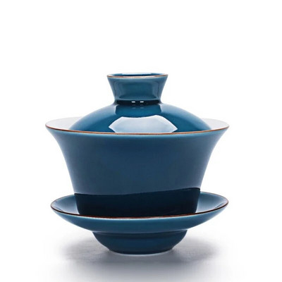 Celadon Tea Tureen 140ml Portselanist Gaiwan Valge Chawanmushi kauss kaanega Kauss Lotus Käsijoonistus Kruus Teetassid Hiina Gai Wan