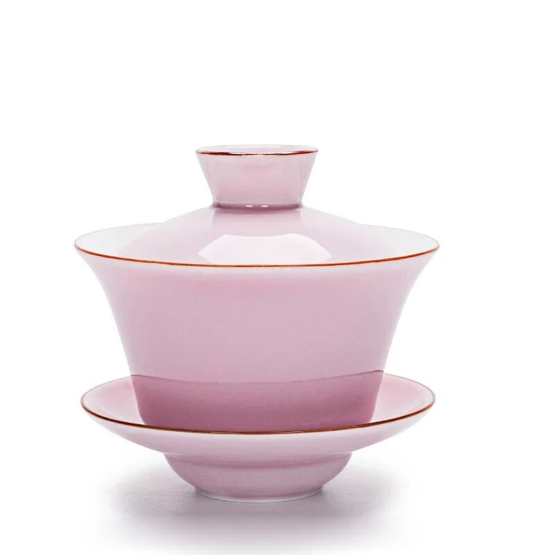 Celadon Tea Tureen 140ml Portselanist Gaiwan Valge Chawanmushi kauss kaanega Kauss Lotus Käsijoonistus Kruus Teetassid Hiina Gai Wan