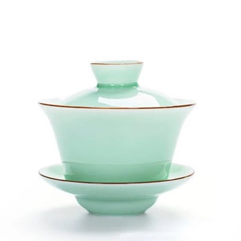 Комплект порцеланова купа за чай Gaiwan, покрита купа с капак, чинийка за чаша, купи за чаша от Китай, изискан, известната пещ Guan, 140 ml