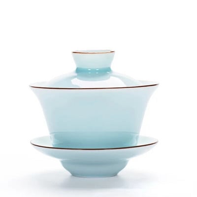 „Gaiwan“ porcelianinių arbatos dubenėlių rinkinys, dubuo su dangteliu, lėkštė su dangteliu, lėkštė iš Kinijos, „Exquisite“, garsioji Guan krosnis, 140 ml