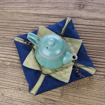 Удебелена чанта за чайник Чайна церемония в китайски стил Чанта за съхранение Памучна чанта за пътуване Преносимо въже Двуслойна чанта за чаша чай ZD51
