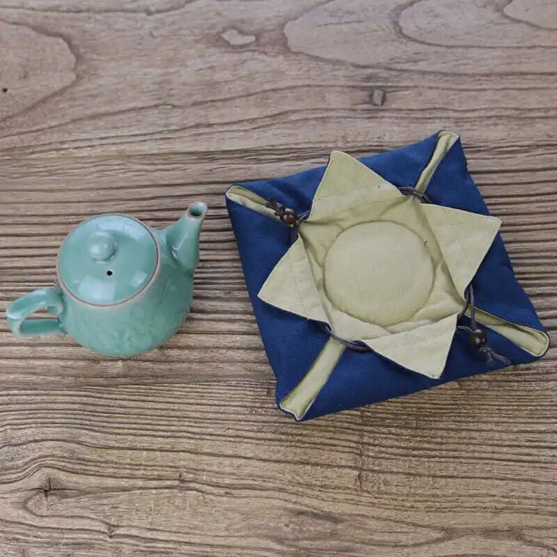 Paksendatud teekannu kott Hiina stiilis teetseremoonia hoiukott Puuvillasest riidest kott Reisimiseks kaasaskantav köis Kahekihiline teetassikott ZD51