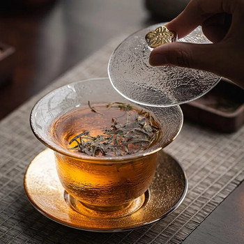 Чаен комплект от снежно кристално стъкло, чай с цветна глазура, комплект за чай Kung Fu, чаша от висок клас, най-добър подарък