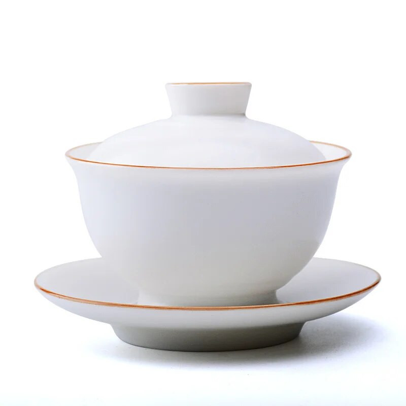 Κινέζικο μονόχρωμο κεραμικό φλιτζάνι τσαγιού Gaiwan Χειροποίητο Σετ τσαγιού Tureen Σπίτι πορσελάνη Σετ Αξεσουάρ Ποτό Προσωπικό Κύπελλο 160ml