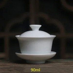 Mini 60 ml Gaiwan arbatai Tvirtas baltas porcelianinis turenas su dangteliu Arbatos indas Kelioninis Kung Fu arbatos rinkinys Kiniškas puodelis arbatos dubenėliai maži chawan