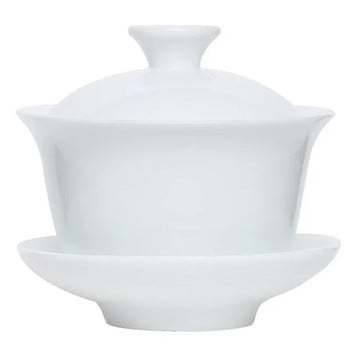 Мини 60 ml Gaiwan за чай Плътен бял порцеланов супник с капак Чаен сервиз за пътуване Kung Fu Чаен комплект Китайска чаша Чаени купи Малки Chawan