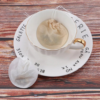 100 бр./Партида Кръгли торбички за чай, празна филтърна торбичка за ароматизиран чай с вратовръзка на връв Heal Seal, хартиени торбички за билков насипен чай за еднократна употреба