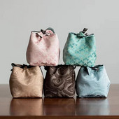 Master Drawcord Thicken Bag Art Cup Hiina tseremoonia tikandid ruudu hoiuruum Brokaadist riie Tee stiil Kaasaskantav