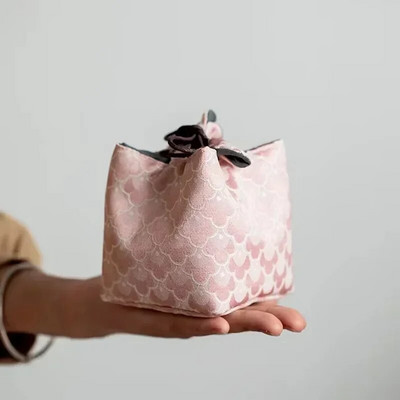 Master Drawcord Thicken Bag Art Cup Hiina tseremoonia tikandid ruudu hoiuruum Brokaadist riie Tee stiil Kaasaskantav