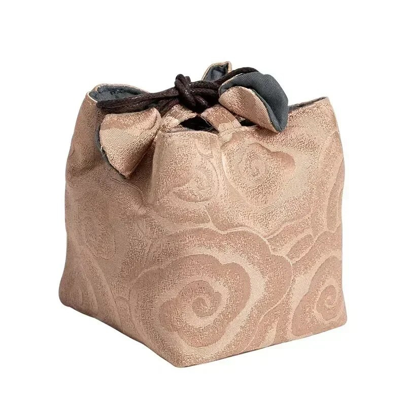 Master Drawcord Thicken Bag Art Cup Hiina tseremoonia tikandid ruudu hoiuruum Brokaadist riie Tee stiil Kaasaskantav