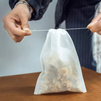 100 бр. Торбички за запарване на чай от нетъкан текстил с шнур Празна торбичка за запарване на чай Филтърни торбички за чай за насипен чай за кухня
