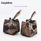 Hiina tindiga maastikukangast tee Mugav käsitsi valmistatud kaitse matkakott tee jaoks Hubane teekanni jaoks Käekott Reisimise teekomplekti kott