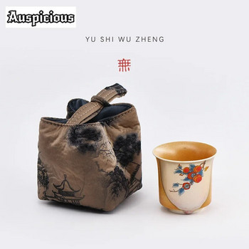 Χειροποίητη προστατευτική τσάντα κάμπινγκ κινέζικη μελάνη Landscape για τσάι Cozies για τσάι Cozy για τσαγιέρα Τσάντα ταξιδιού σετ τσαγιού