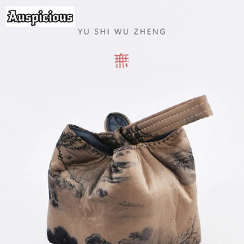 Χειροποίητη προστατευτική τσάντα κάμπινγκ κινέζικη μελάνη Landscape για τσάι Cozies για τσάι Cozy για τσαγιέρα Τσάντα ταξιδιού σετ τσαγιού