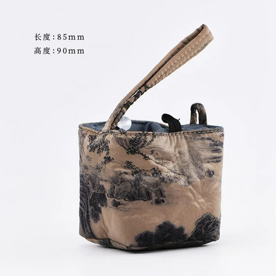 Hiina tindiga maastikukangast tee Mugav käsitsi valmistatud kaitse matkakott tee jaoks Hubane teekanni jaoks Käekott Reisimise teekomplekti kott