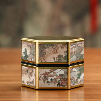 Δημιουργικό εξάγωνο κουτάκι τσαγιού Κινεζικό δοχείο αποθήκευσης τσαγιού Μικρό σφραγισμένο φορητό κουτί τσαγιού Αξεσουάρ σετ τσαγιού κενού κουτιού