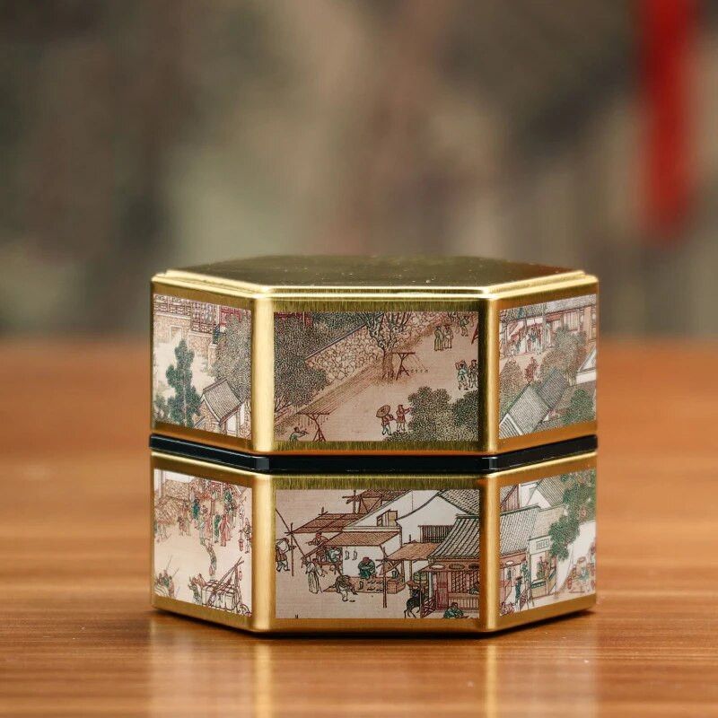 Δημιουργικό εξάγωνο κουτάκι τσαγιού Κινεζικό δοχείο αποθήκευσης τσαγιού Μικρό σφραγισμένο φορητό κουτί τσαγιού Αξεσουάρ σετ τσαγιού κενού κουτιού
