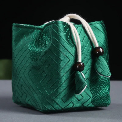 Teetseremoonia riistade riidest kott, reisitee komplekti hoiukott, teetassi teekannu pakkimine, riidest nöörist kott