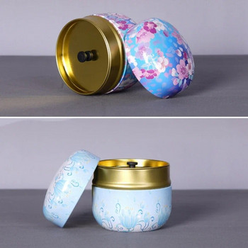 Кутия за чай Tinplate Caddy Домакинска преносима запечатана опаковка за чай Кутия за чай в японски стил Кръгли малки тенекиени контейнери