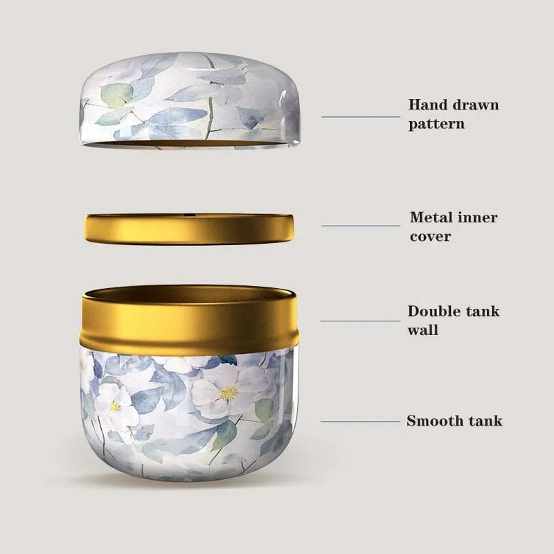 Mini teekarbi hoiukonteinerid Tee-kohvipurgid Lillede mustriga toidu säilituskarp ürtide kommide jaoks šokolaadi-suhkru vürtside küünal