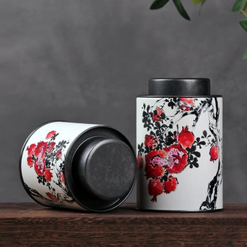 Китайска тенекиена кутия за чай Кръгъл контейнер за съхранение Бутилка за чаени листа, захар, кафе с херметичен капак Домашни съдове за съхранение