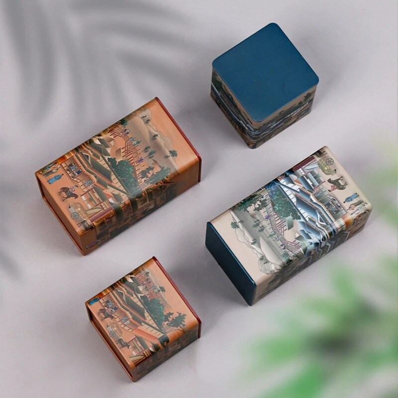 Kiniškos skardos arbatos kanistras, apvalus laikymo butelis birių lapų arbatai cukrui kavai su sandariu dangteliu Namų laikymo indai