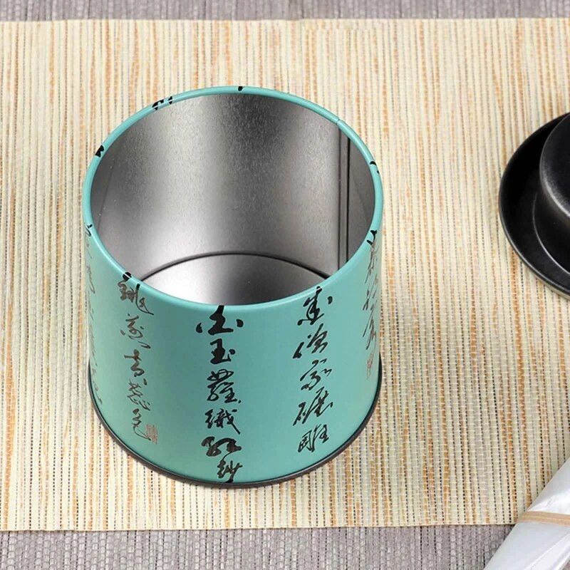 Kiniškos skardos arbatos kanistras, apvalus laikymo butelis birių lapų arbatai cukrui kavai su sandariu dangteliu Namų laikymo indai