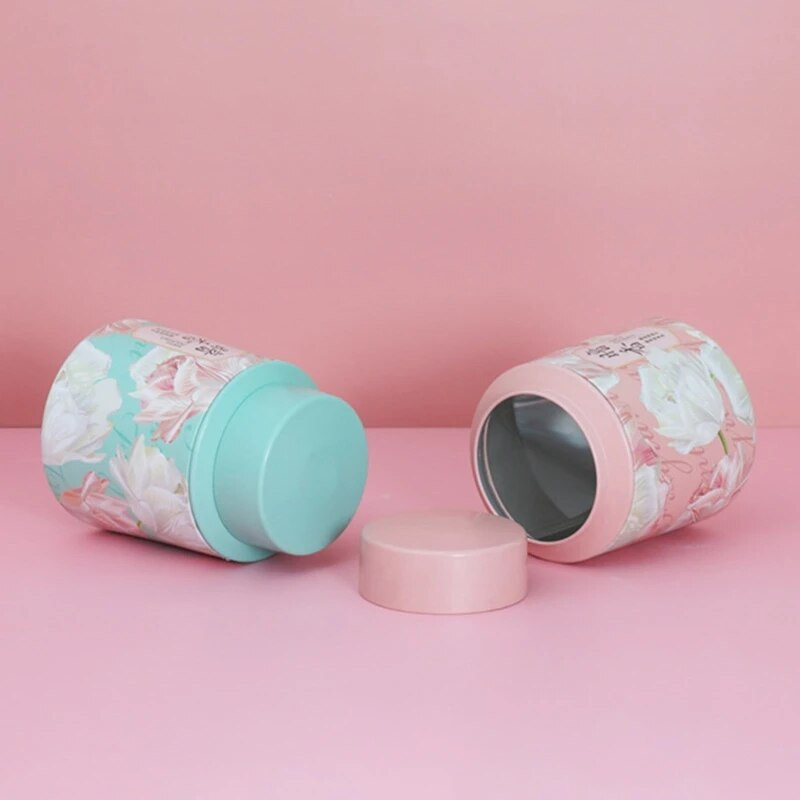 Kiniškos skardos arbatos kanistras, apvalus laikymo butelis birių lapų arbatai cukrui kavai su sandariu dangteliu Namų laikymo indai