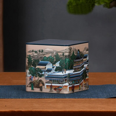 Creative τετράγωνο βάζο τσαγιού Λευκοσίδηρο βάζο αποθήκευσης κινέζικο βάζο καραμέλα με καπάκι Κουτί αποθήκευσης Διακόσμηση σαλονιού Διακόσμηση σπιτιού