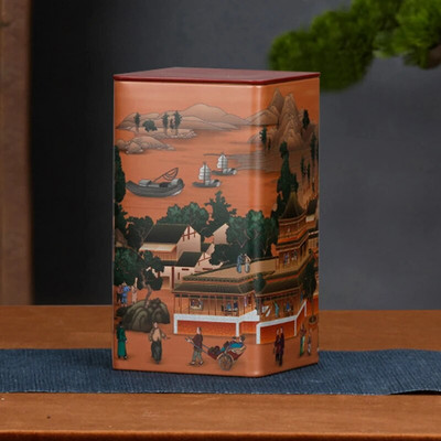 Creative τετράγωνο βάζο τσαγιού Λευκοσίδηρο βάζο αποθήκευσης κινέζικο βάζο καραμέλα με καπάκι Κουτί αποθήκευσης Διακόσμηση σαλονιού Διακόσμηση σπιτιού