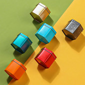 Kaasaskantav teekarp, ühevärviline tee suletud karbiga teenõude hoiustamiskonteiner Kuusnurkne plekk-purk kohvi-suhkrukarbiga köögi hoiuruum