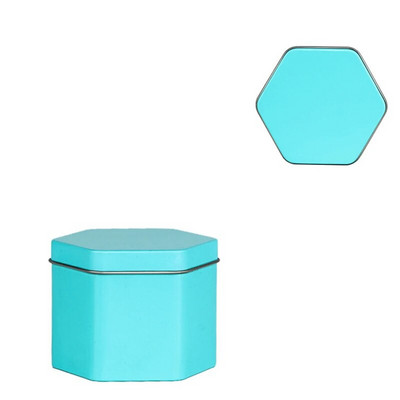 Kaasaskantav teekarp, ühevärviline tee suletud karbiga teenõude hoiustamiskonteiner Kuusnurkne plekk-purk kohvi-suhkrukarbiga köögi hoiuruum