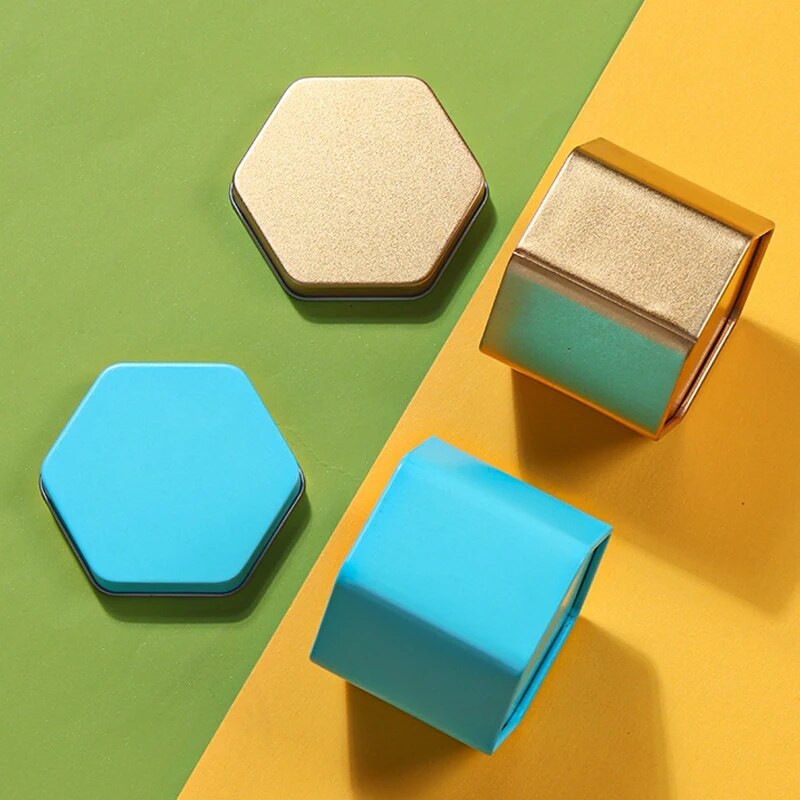 Kaasaskantav teekarp, ühevärviline tee suletud karbiga teenõude hoiustamiskonteiner Kuusnurkne plekk-purk kohvi-suhkrukarbiga köögi hoiuruum