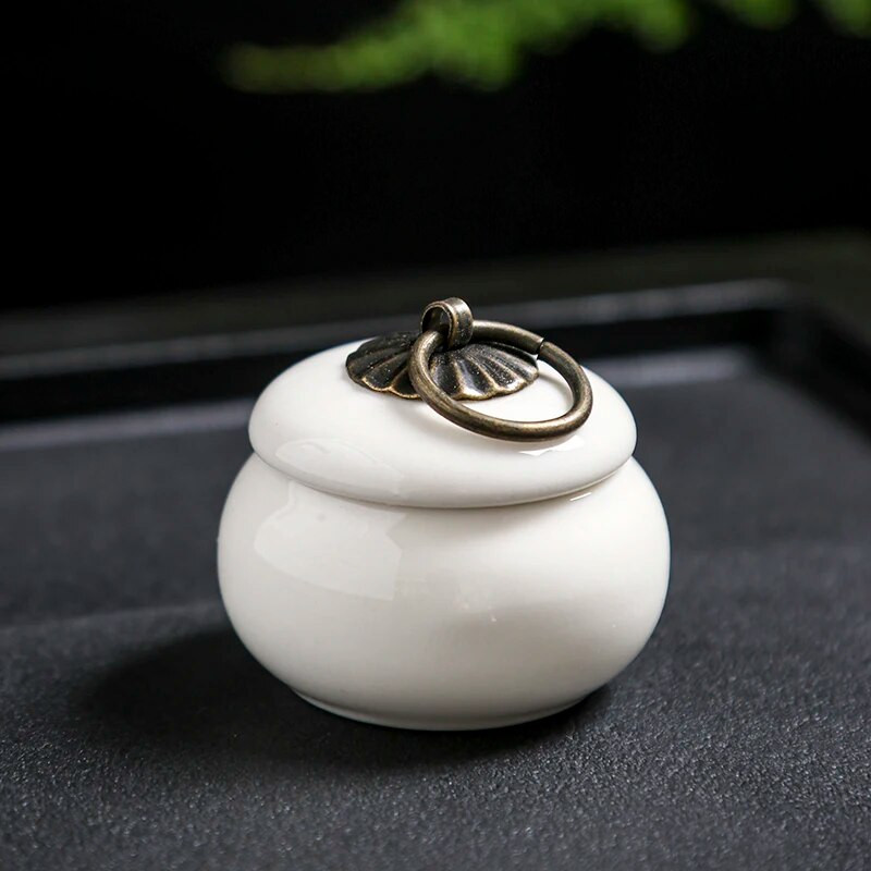 Minisuletud pott keraamiline teekoti hoiukarp Retro väike portselanpudel kaanega teemahutiga kaasaskantav hoiupaagi ornament