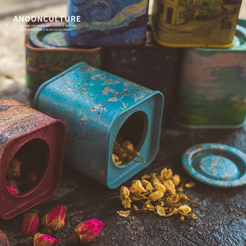 Suletud teekarp Teenõude hoiukonteiner Plekk-ruudukujuline kommid, rauast kanister Vintage teekarp köögitee jaoks, kohv, suhkur