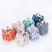 Jaapani kunstile trükitud puuvillase kanepi teetassi hoiukott Teenõude hoiustamiskangast riidest kott Ühe tassi reisiteetassi komplekti tasku ZC359