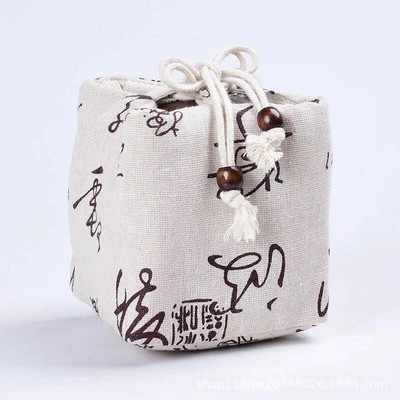 Jaapani kunstile trükitud puuvillase kanepi teetassi hoiukott Teenõude hoiustamiskangast riidest kott Ühe tassi reisiteetassi komplekti tasku ZC359