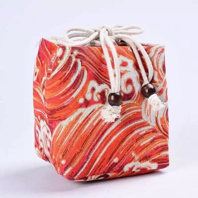 Jaapani kunstile trükitud puuvillase kanepi teetassi hoiukott Teenõude hoiustamiskangast riidest kott Ühe tassi reisiteetassi komplekti tasku ZC359