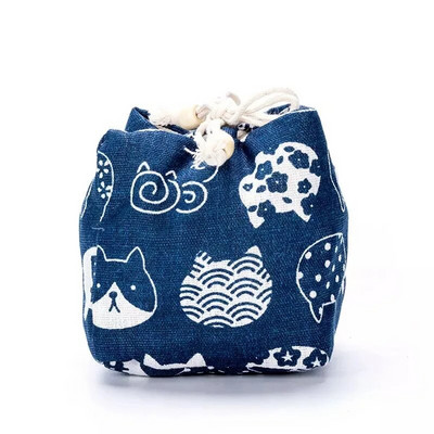 Jaapani kunstile trükitud puuvillase kanepi teetassi hoiukott Teenõude hoiustamiskangast riidest kott Ühe tassi reisiteetassi komplekti tasku ZC359