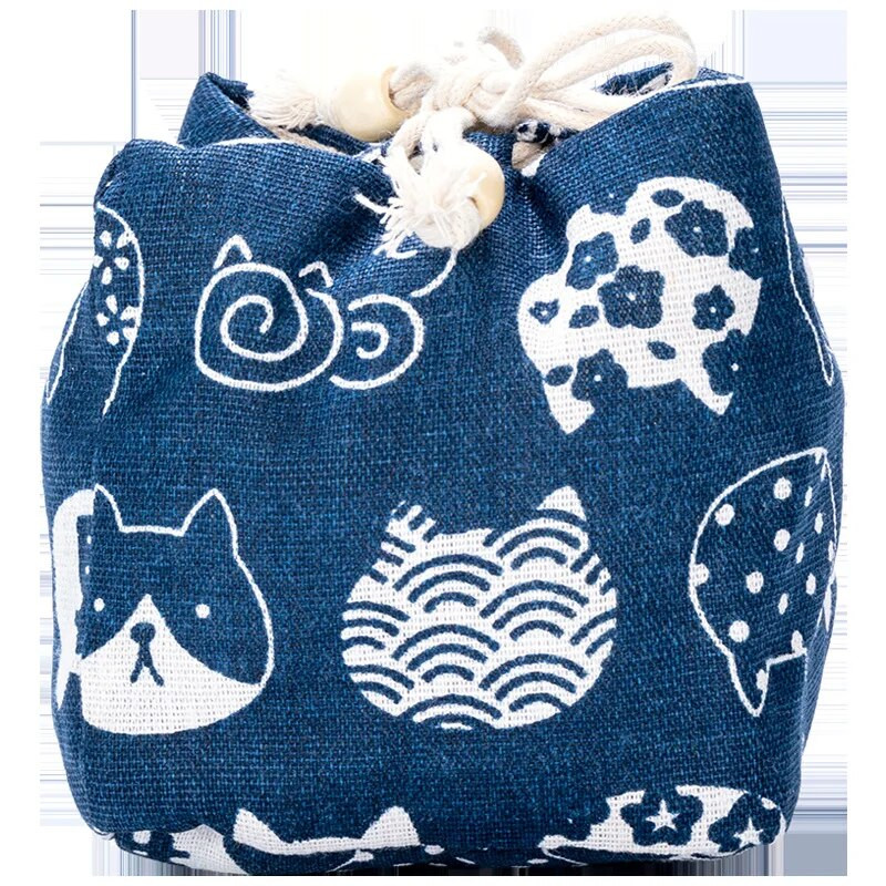 Jaapani kunstile trükitud puuvillase kanepi teetassi hoiukott Teenõude hoiustamiskangast riidest kott Ühe tassi reisiteetassi komplekti tasku ZC359