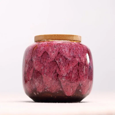 Hiina keraamiline tee Caddy puidust kaas lausriidest suletud säilituspurgid Pühadekingitused Kodus Kaasaskantav Reisi Mini Tea Caddy Teekarp