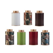 Vanad teekonteinerid tühjad ümmargused plekist kommipurk Väike kaanega säilituskonteiner Metallist väike teepakendite karp