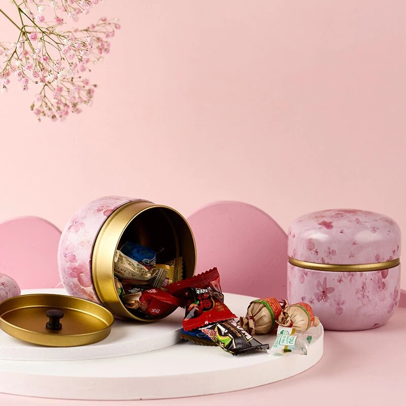 Arbatos indeliai Japoniško stiliaus žolelių arbatos skardinės Saldainių užkandžiai Mažos apvalios skardinės Mini nešiojamos skardinės pakavimo dėžutė