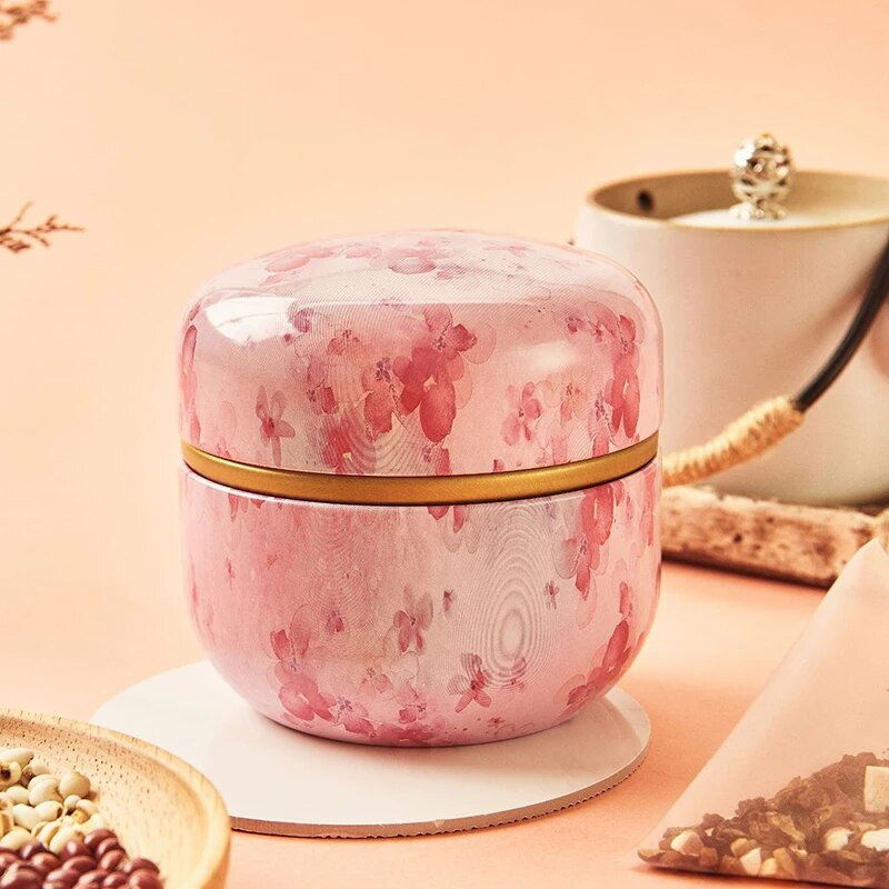 Arbatos indeliai Japoniško stiliaus žolelių arbatos skardinės Saldainių užkandžiai Mažos apvalios skardinės Mini nešiojamos skardinės pakavimo dėžutė