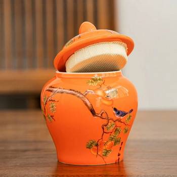 Ретро керамична кана за чай със запечатан капак Мини преносима кана за чай Кутия за чай Контейнер за чай Холна маса за кафе Декоративни орнаменти