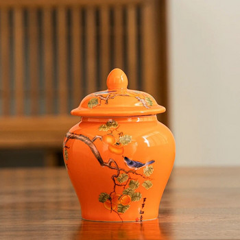 Ретро керамична кана за чай със запечатан капак Мини преносима кана за чай Кутия за чай Контейнер за чай Холна маса за кафе Декоративни орнаменти