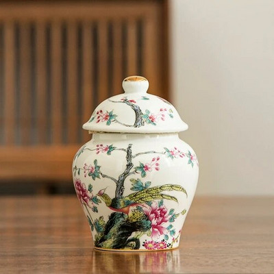 Retro keramikinis arbatos puodas su dangteliu Užsandarintas mini nešiojamas arbatinukas arbatos dėžutė arbatos indelis Svetainė Kavos staliukas Dekoratyviniai papuošalai