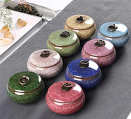 Kinų retro ledo krekingo arbatos formelės Keraminės skardos maži miltelių laikymo bakeliai Antikvariniai spalvingi arbatos indeliai arbatos indų rinkinio priedai